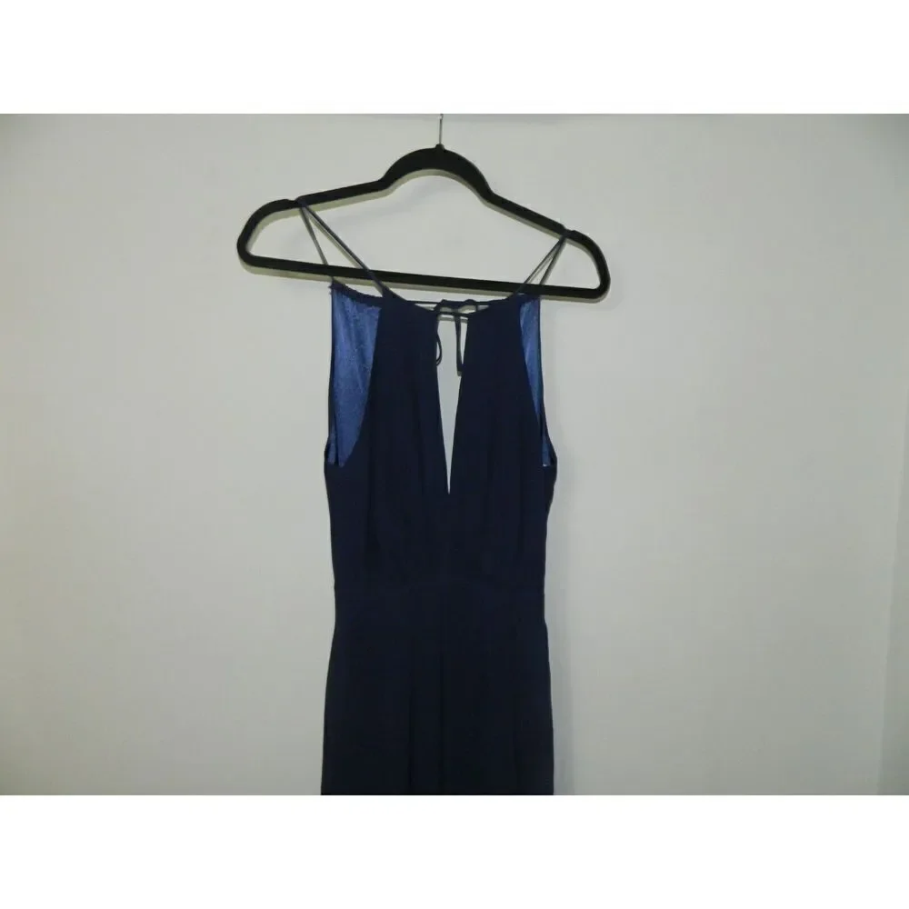 Lulu's Dress Blue Aim for Amour Navy Blue Halter‎ Neck Chiffon Maxi Dress Small